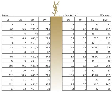 ysl size guide shoes